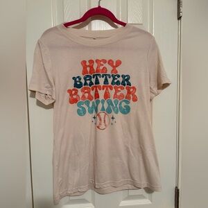 Hey Batter Batter Swing Graphic Tee - Pink